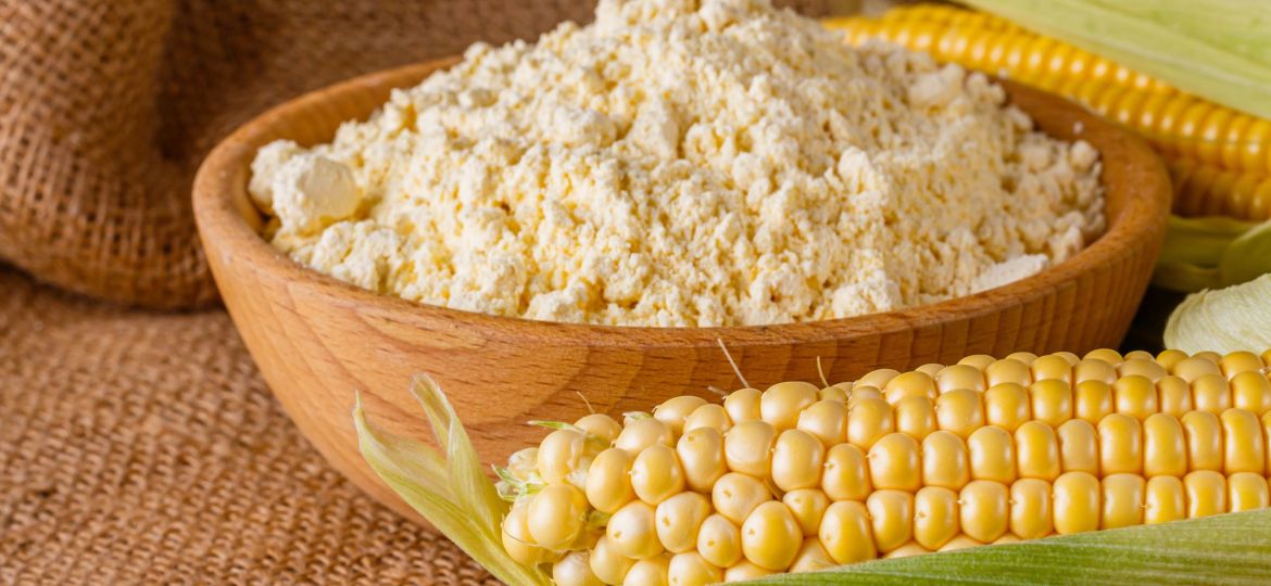 corn flour on a dark rustic background